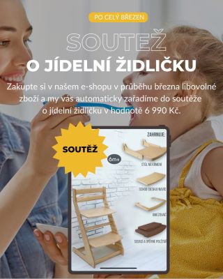 🎉 SOUTĚŽ O JÍDELNÍ ŽIDLIČKU! 🎉 Chcete vyhrát krásnou a praktickou jídelní židličku v hodnotě 6 990 Kč? 🏆 Stačí v březnu...